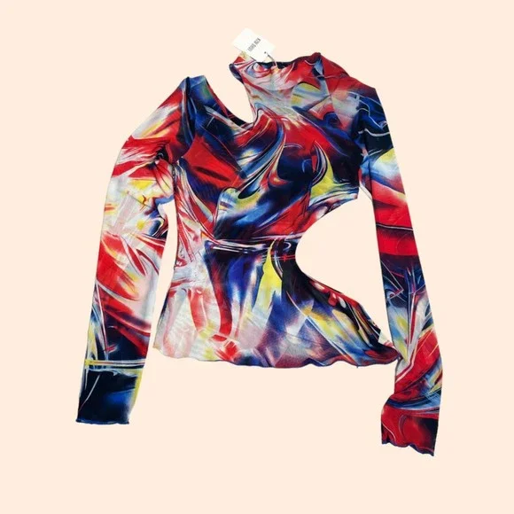 Kim Shui Multicolor Abstract Long Sleeve Top - Picture 2 of 5